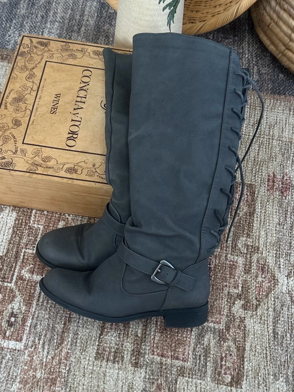 XOXO Women’s Tall Riding Boots Gray Mykie A Boots Size 6M